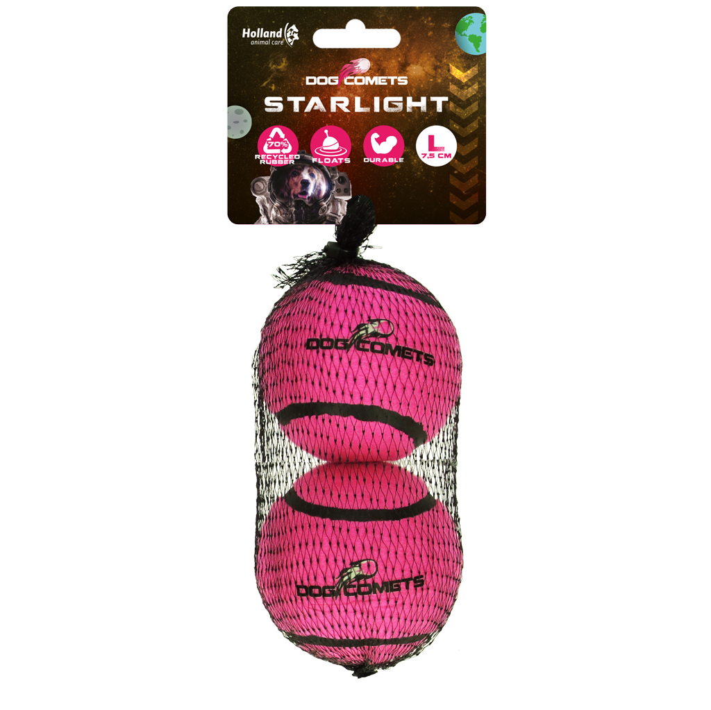Dog comets Starlight Star Tennisbal L Roze 2st