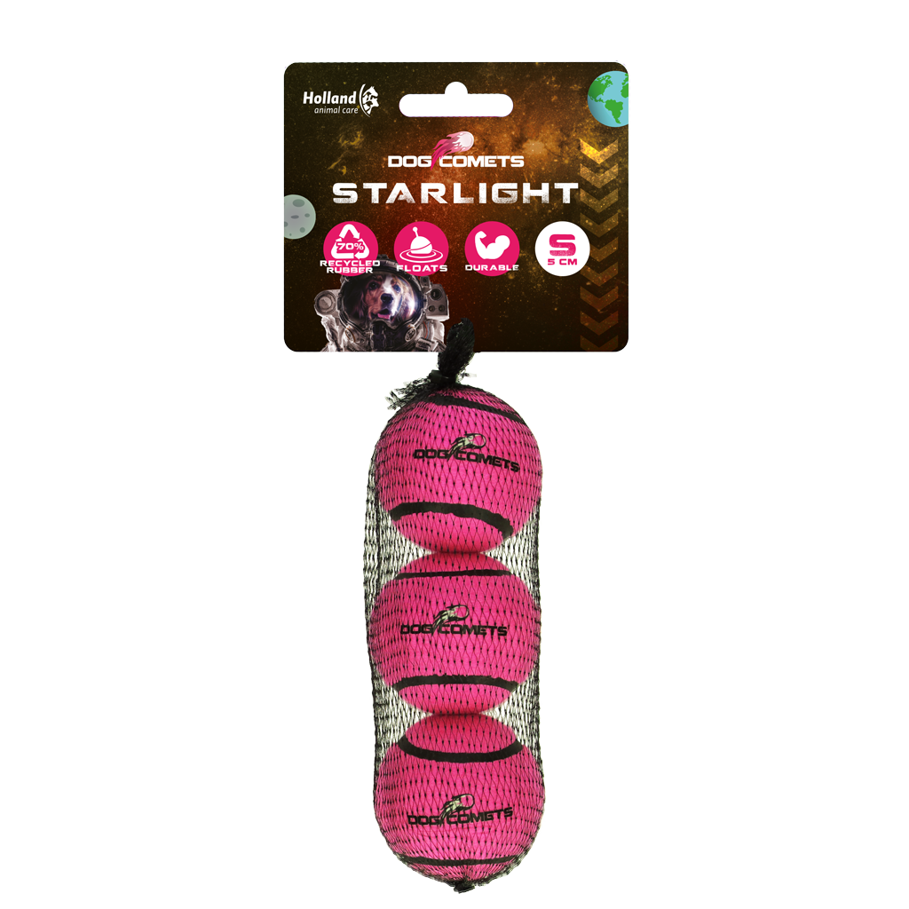 Dog comets Starlight Star Tennisbal S Roze 3st