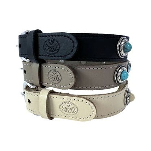 Sazzz Hundehalsband Adventure Stone Classic Leder Schwarz