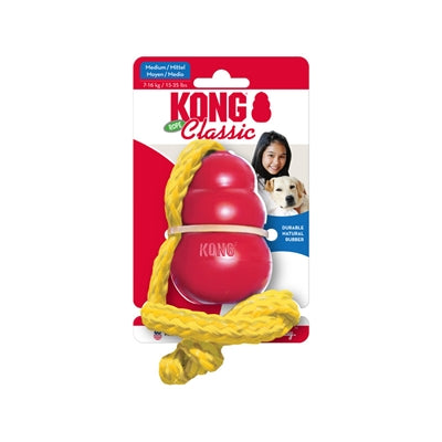 Kong Klassisch Mit Seil Rot / Gelb