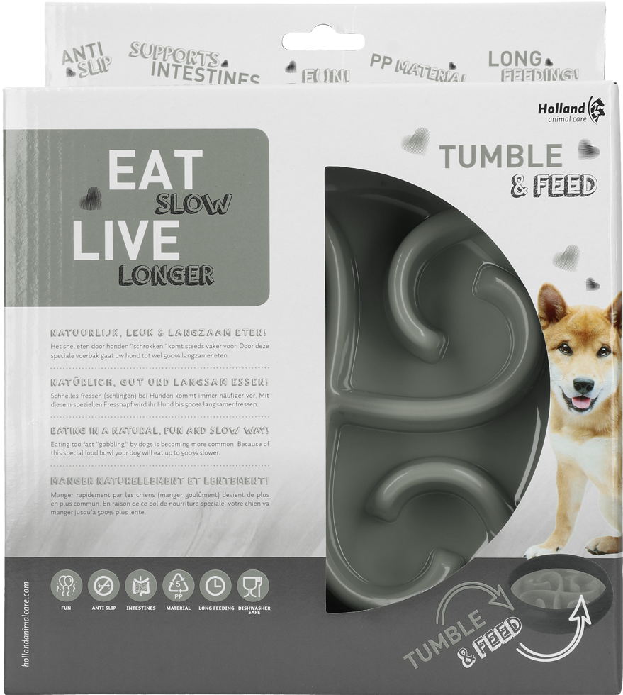Eat Slow Live Longer Tumble Feeder Grau