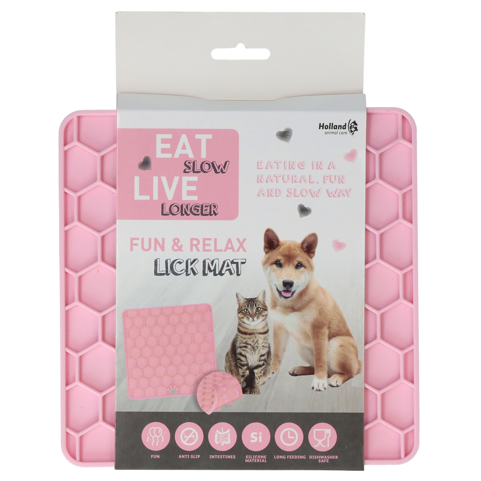 Eat Slow Live Longer Lick Mat Honeycomb Rosa