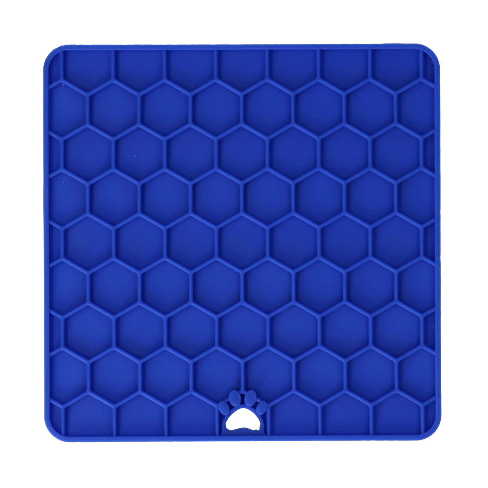 Eat Slow Live Longer Lick Mat Honeycomb Blau