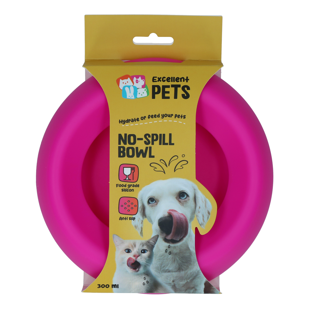 Excellent Pets No-Spill Bowl 300ml Rosa S