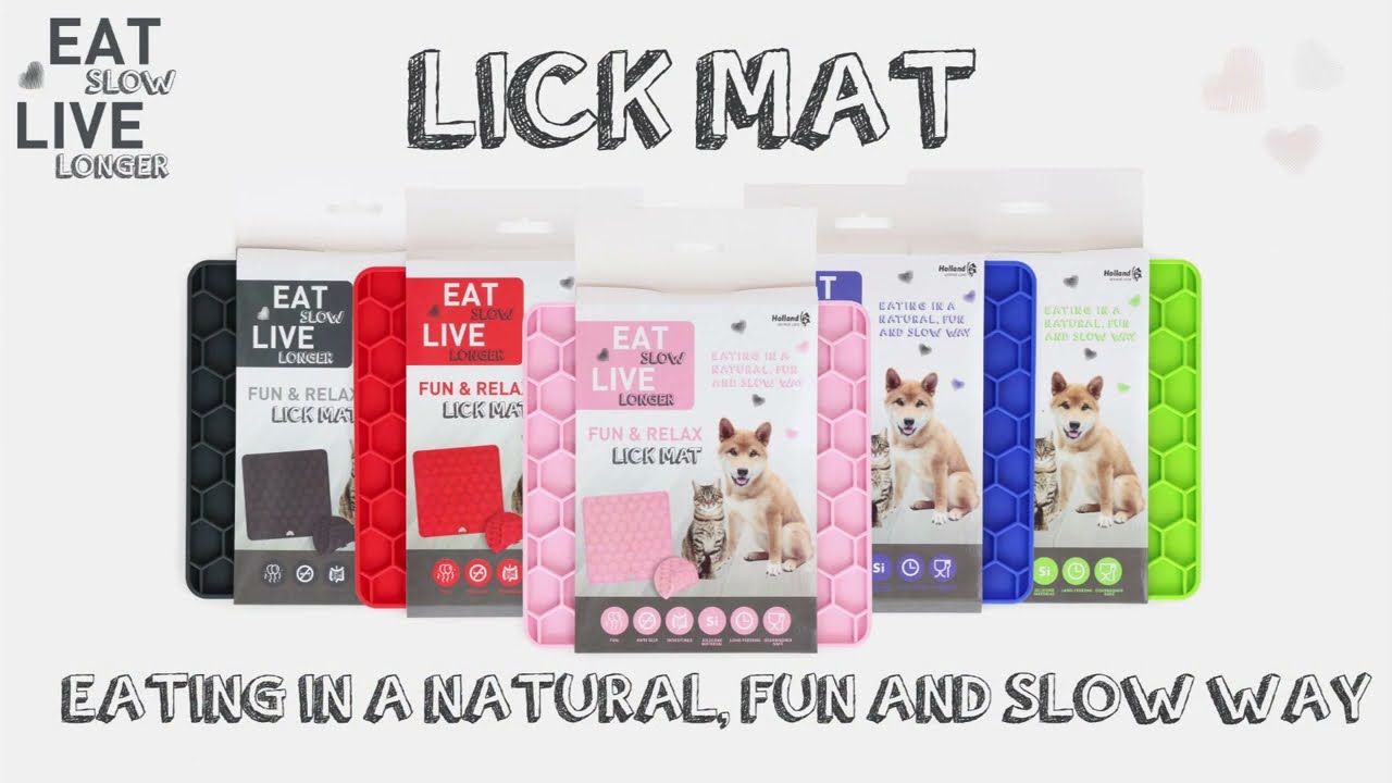 Eat Slow Live Longer Lick Mat Honeycomb Grau