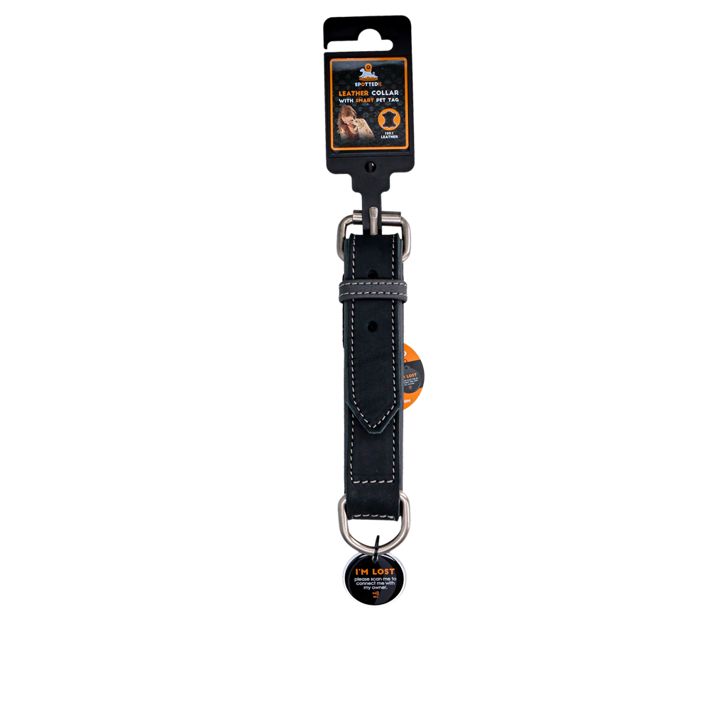 Spotted! Pro Lederhalsband Schwarz 2,5 x 45 cm