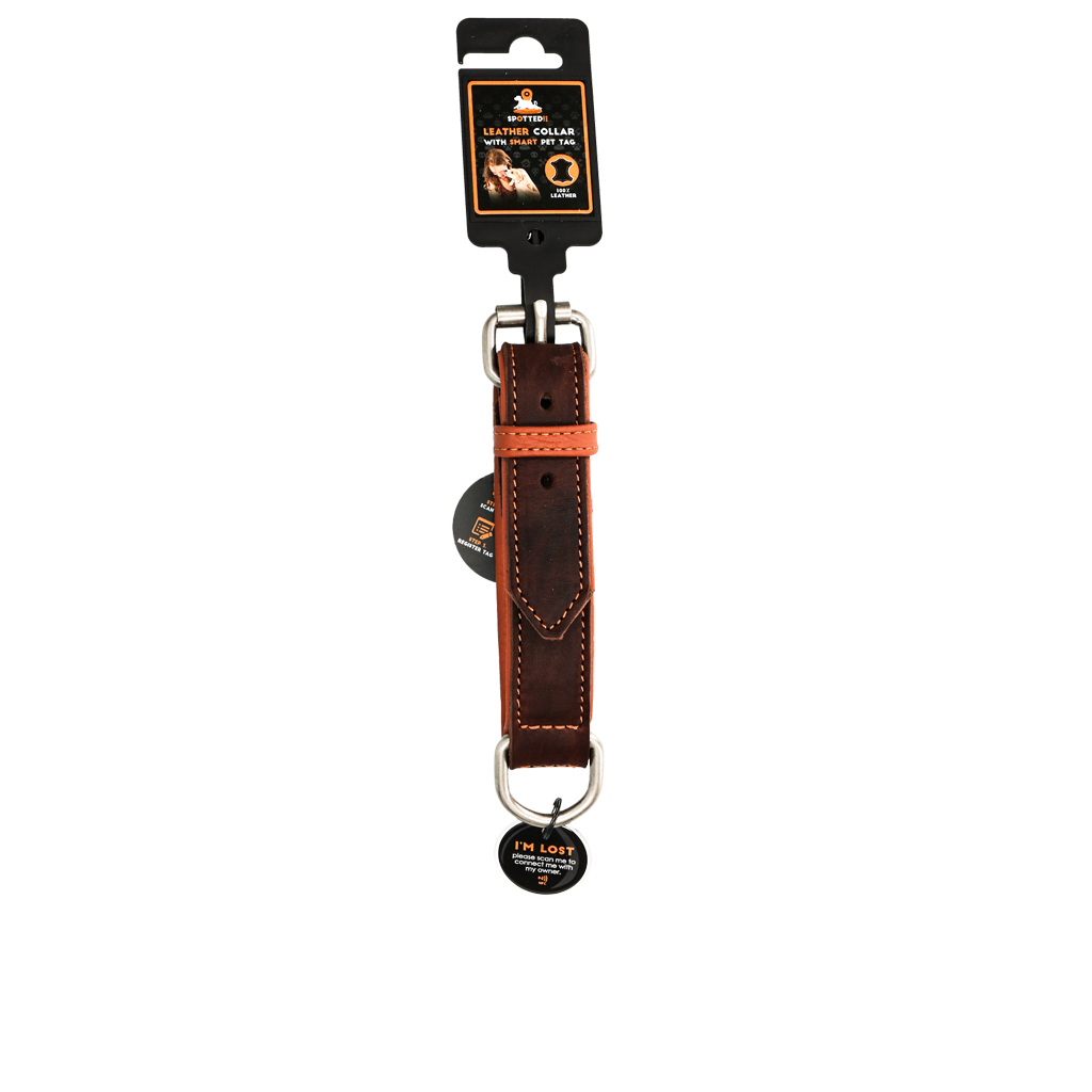 Spotted! Pro Lederhalsband Braun 2,5 x 45 cm