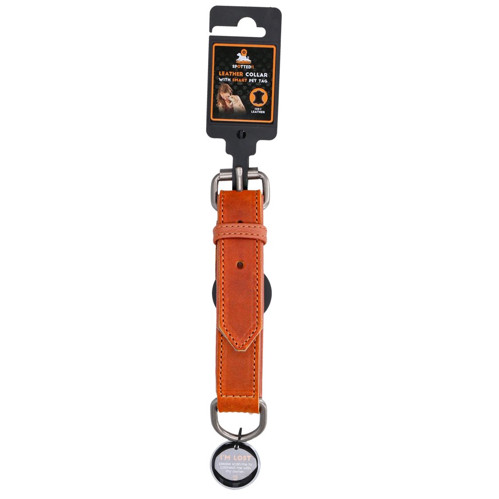 Spotted! Pro Lederhalsband Cognac 2,5 x 50 cm