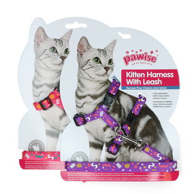 Pawise Kitten Harness Leash-Pink/Purple