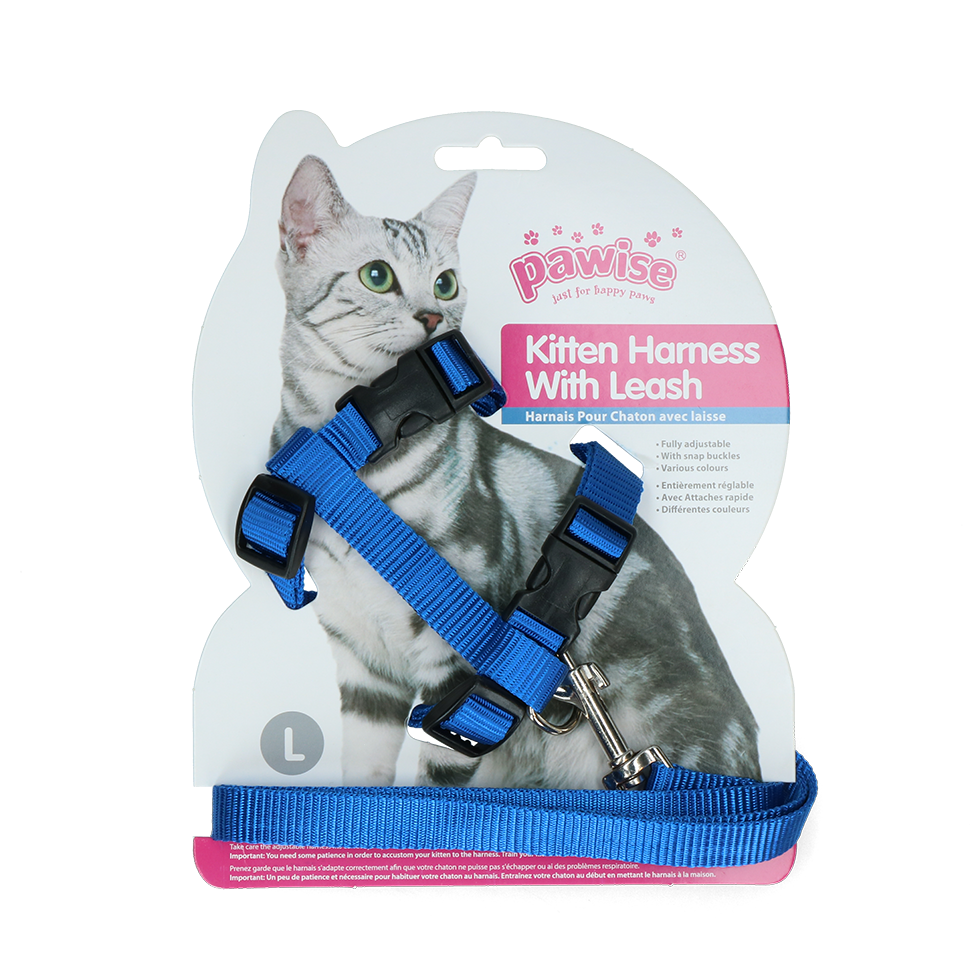 Pawise Kitten Harness Leash-Red/Blue