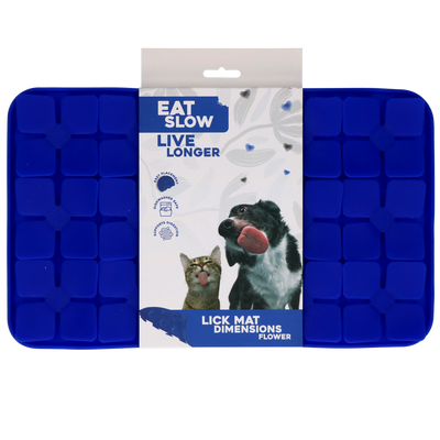 Eat Slow Live Longer Lick Mat Dimensions Flower Blue