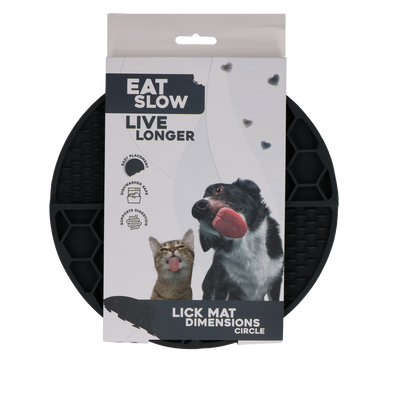 Eat Slow Live Longer Lick Mat Dimensions Circle  Grey