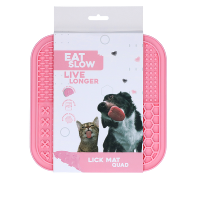 Eat Slow Live Longer Lick Mat Quad Pink