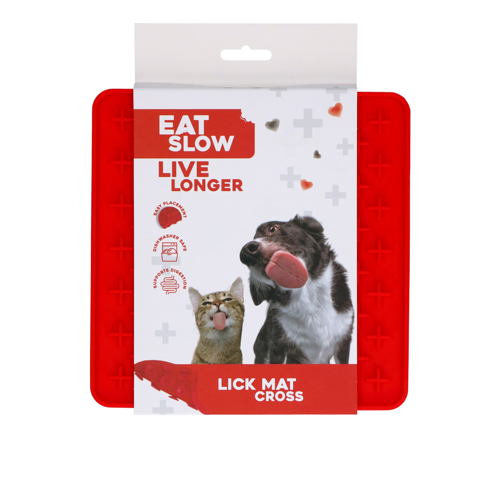 Eat Slow Live Longer Lick Mat Cross Rood