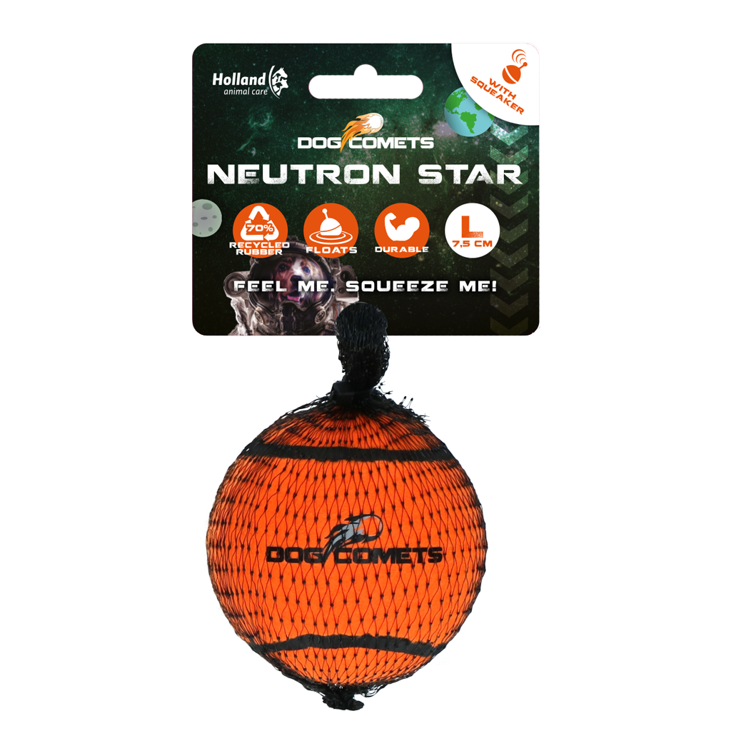 Dog comets Neutron Star Tennisbal met pieper L Oranje 1st