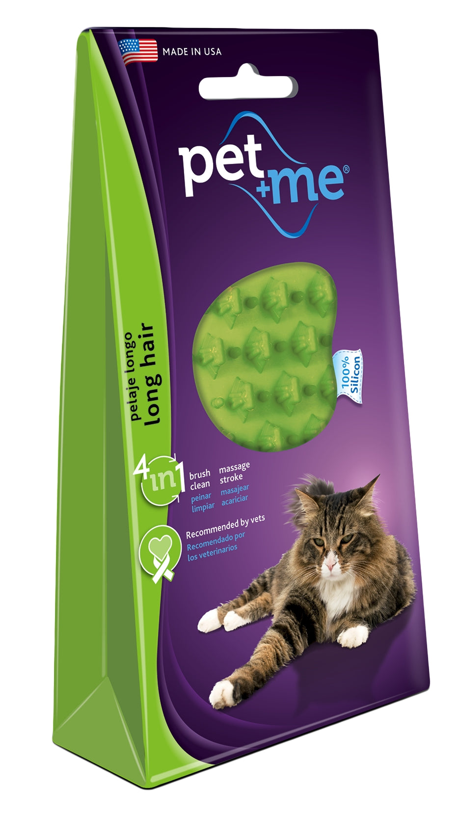 Pet+Me Cat Langhaar Bürste grün