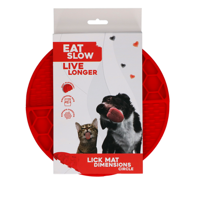 Eat Slow Live Longer Lick Mat Dimensions Circle  Red