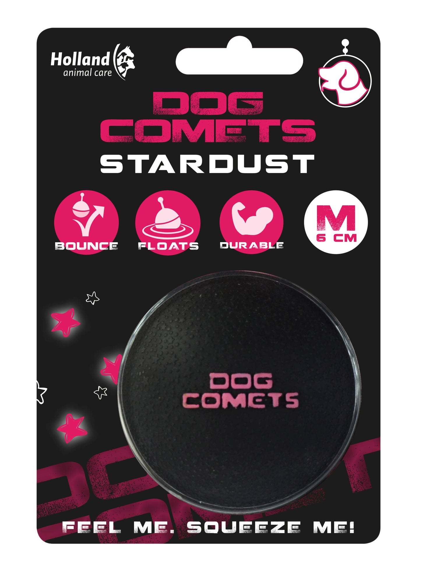 Dog Comets Ball Stardust Schwarz/Rosa M