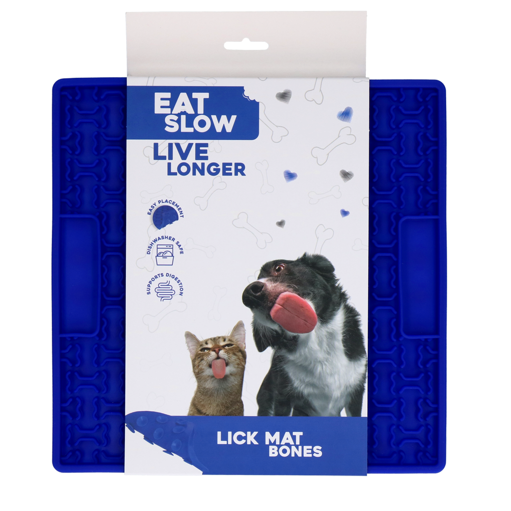 Eat Slow Live Longer Lick Mat Bones Blue