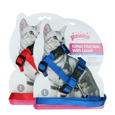 Pawise Kitten Harness  Leash-Red/Blue