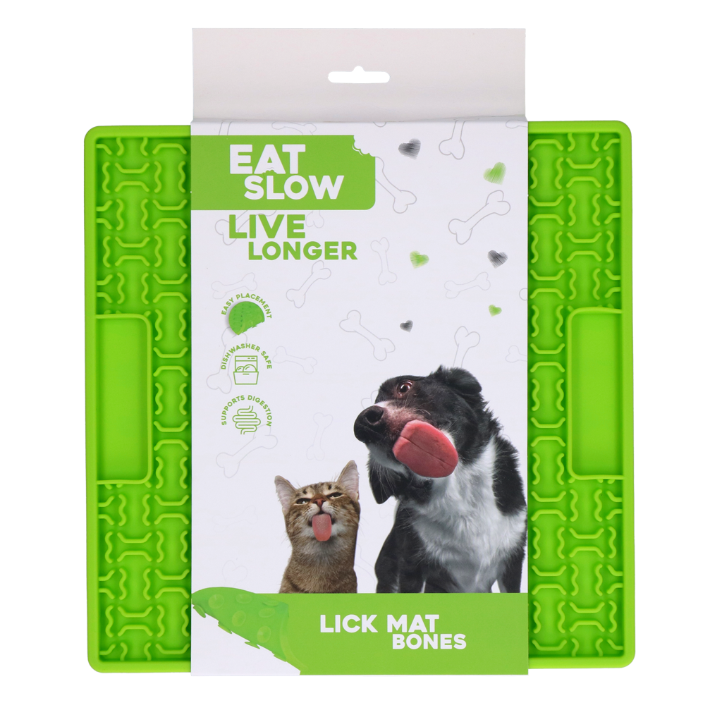 Eat Slow Live Longer Lick Mat Bones Green