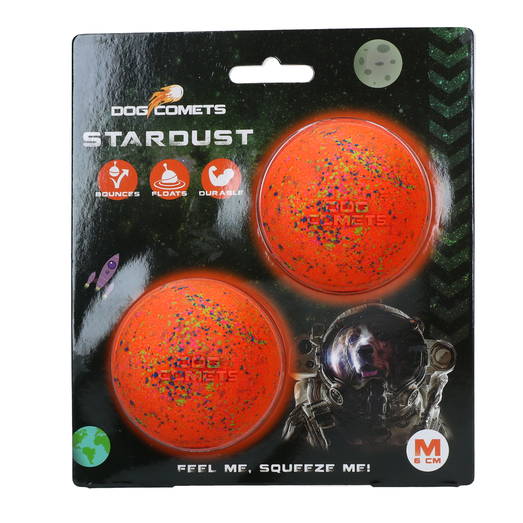 Dog Comets Ball Stardust Orange M 2-pack