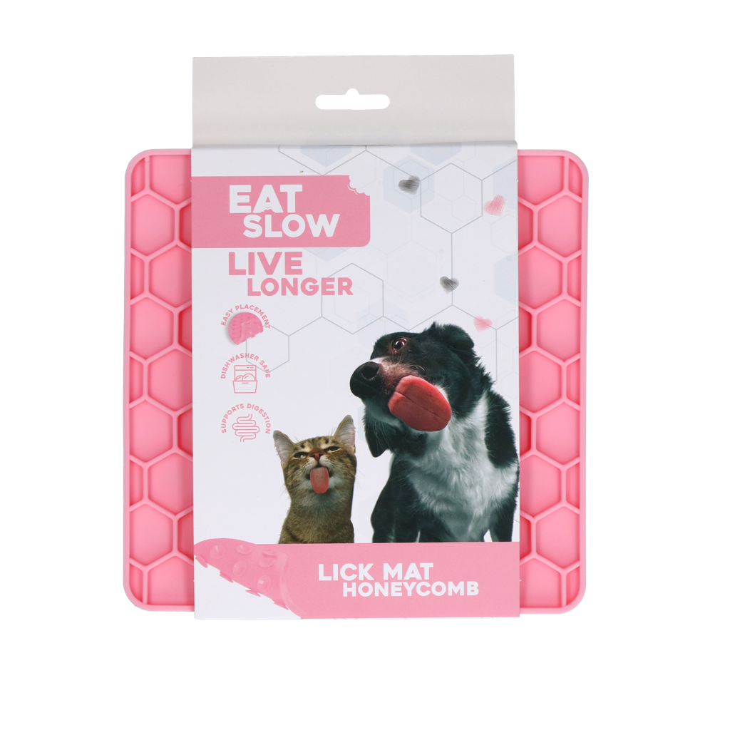 Eat Slow Live Longer Lick Mat Honeycomb Rosa