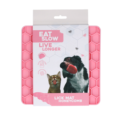 Eat Slow Live Longer Lick Mat Honeycomb Rosa