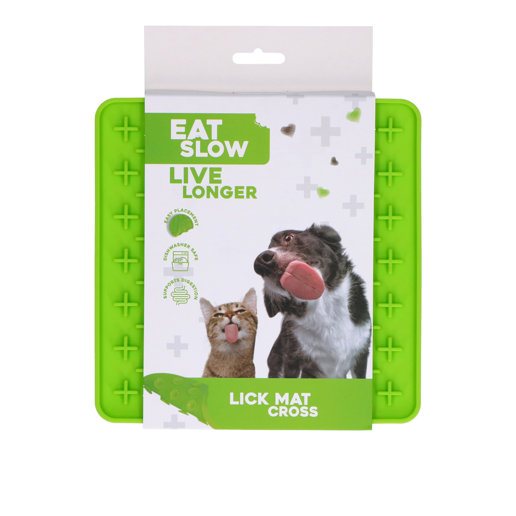 Eat Slow Live Longer Lick Mat Cross Groen