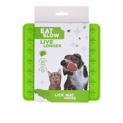 Eat Slow Live Longer Lick Mat Cross Groen