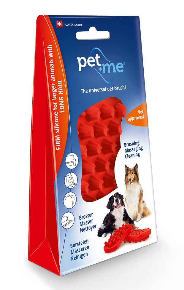 Pet+Me Dog Langhaar Bürste rot