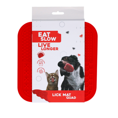 Eat Slow Live Longer Lick Mat Quad Red