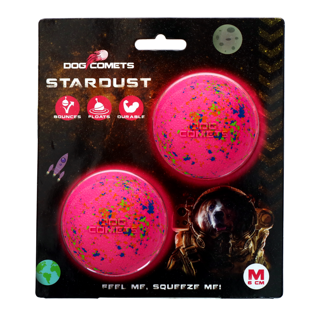 Dog Comets Ball Stardust Rosa M 2-pack