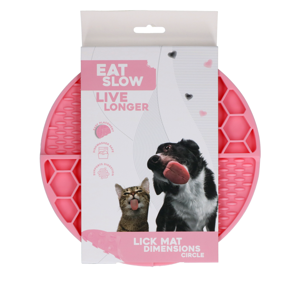 Eat Slow Live Longer Lick Mat Dimensions Circle  Pink