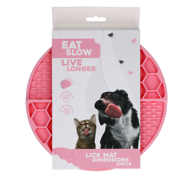 Eat Slow Live Longer Lick Mat Dimensions Circle  Pink