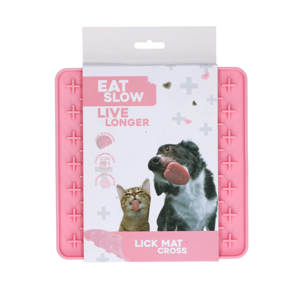 Eat Slow Live Longer Lick Mat Cross Roze