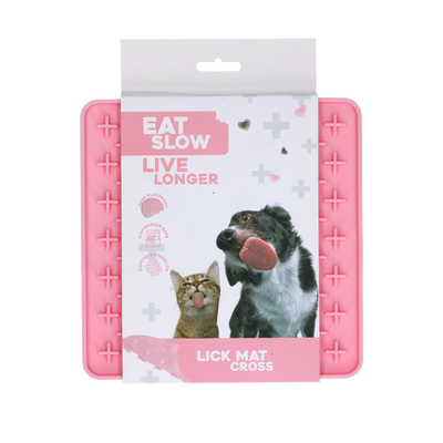 Eat Slow Live Longer Lick Mat Cross Roze