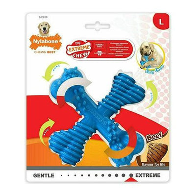 Nylabone Extrem Kauen X-Bone Rindfleisch Blau