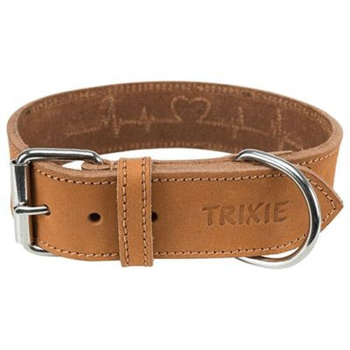 Trixie Halsband Hund Rustikal Fett Leder Herzschlag Braun