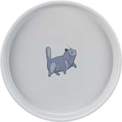 Trixie / Wassernapf Flach Und Breit Katzenprint Grau