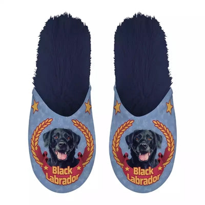 Markenlos Pantoffel Schwarzer Labrador Dunkelblau