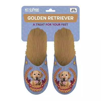 Markenlos Pantoffel Golden Retriever Flieder/Beige