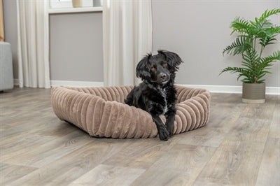 Trixie Hundekorb Lonni Gerippter Samt Eckig Hellbraun