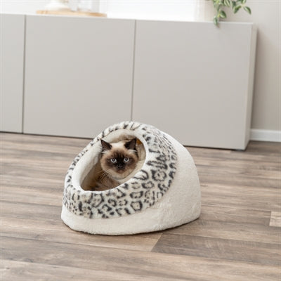 Trixie Katzenkorb Iglu Leo Plüsch Creme / Pantherdruck