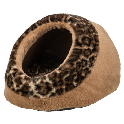 Trixie Katzenkorb Iglu Leo Plüsch Braun / Pantherdruck