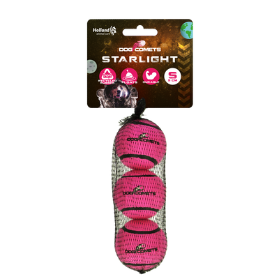 Dog Comets Starlight Tennisball S Rosa (3-pack)