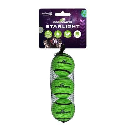 Dog Comets Starlight Tennisball S Grün (3-pack)
