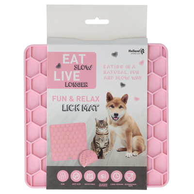 Eat Slow Live Longer Lick Mat Honeycomb Rosa
