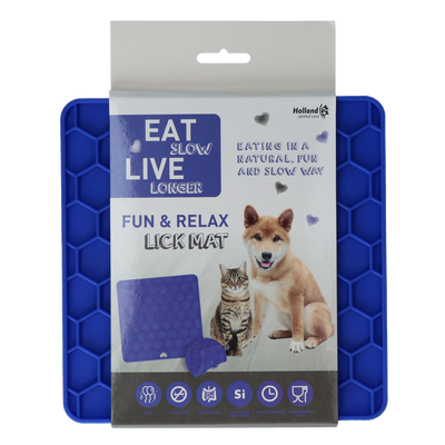 Eat Slow Live Longer Lick Mat Honeycomb Blau