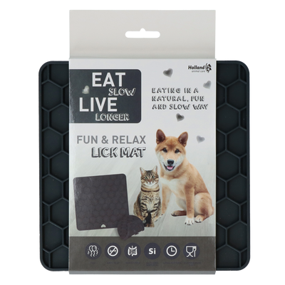 Eat Slow Live Longer Lick Mat Honeycomb Grau